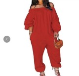 Long-sleeved trousers solid color jumpsuit YMZE3971