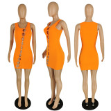 High elastic pit stripe jumpsuit skirt ebay Amazon wish oblique hole dress D942