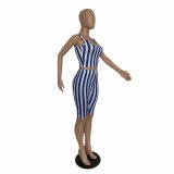 Vertical stripes sports two-piece suit QS049