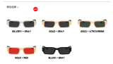 Steel leather and metal square sunglasses KD65161