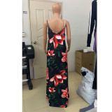 Tie-dye printed loose sling dress long skirt CN0123