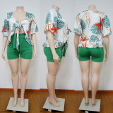 Two-piece printed short-sleeved casual T-shirt suit N7081