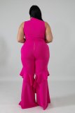 Two-piece plus size womens vest zipper wide-leg pants SC0122