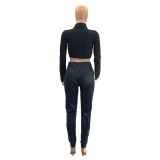 Thin all-match tight-fitting high-waist temperament commuter black casual pants SZ6080
