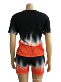 Hot-selling two-piece set of contrast color positioning tie-dye printing L2428