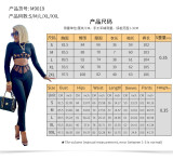 Pure color mesh sexy temperament stitching two-piece suit M9019