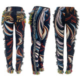 Casual fashion color fringed velvet pants womens clothing M9020