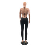 Solid color strapless tube top sexy temperament slim backless jumpsuit womens clothing M9049