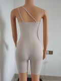 Women's sexy one-shoulder strap pit strip tight-fitting jumpsuit FFT1090