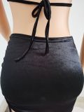 Women's nightclub halter short skirt two-piece hollow suspender vest FFD1095