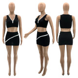 Sleeveless top and bottom zipper sexy 2-piece skirt suit women SZ9090
