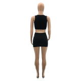 Sleeveless top and bottom zipper sexy 2-piece skirt suit women SZ9090