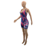 Digital positioning printing V-neck halter sexy jumpsuit women SZ9099