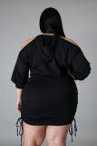 Off-the-shoulder lace-up fat lady dress QJ5286