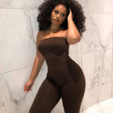 Sexy slim slimming solid color tube top jumpsuit P0C4246A