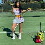 Tennis sports suit splash ink skirt two-piece suit ZH8526