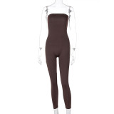 Sexy slim slimming solid color tube top jumpsuit P0C4246A