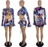 Fashion personality printing four-piece set LS6442