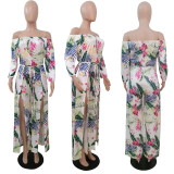 Fashion beach-style print loose-fit jumpsuit F8075