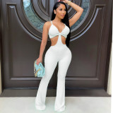 Nightclub sexy eye-net jumpsuit stretch slim fit flared jumpsuit AJ4338