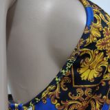 Loose sleeveless V-neck strap print dress SMR10300