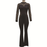 Fashion lace long-sleeved white-collar women's jumpsuit SMR10081