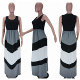 Sleeveless stitching striped dress LD98059