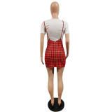 Women's letter houndstooth skirt suit two-piece suit S168