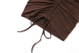 Fashion suit collar low-cut ruffled sexy bag hip dress K21D03346