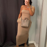 Fashion sexy side pocket bag hip slim dress D155317K