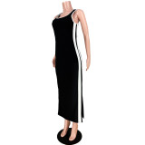 Sexy tied side vest fat lady plus size slit dress AP6282