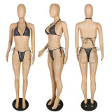 Three-piece rhinestone bikini and net gauze coverall E507