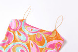 New women's sling sexy halter one-shoulder fashion printed slim dress K21D03882