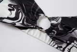 Fashion low-cut open back mesh see-through tank top skirt K21S03224