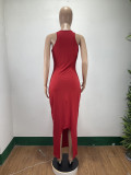 Fashion strapless sleeveless solid color dress dress A8352