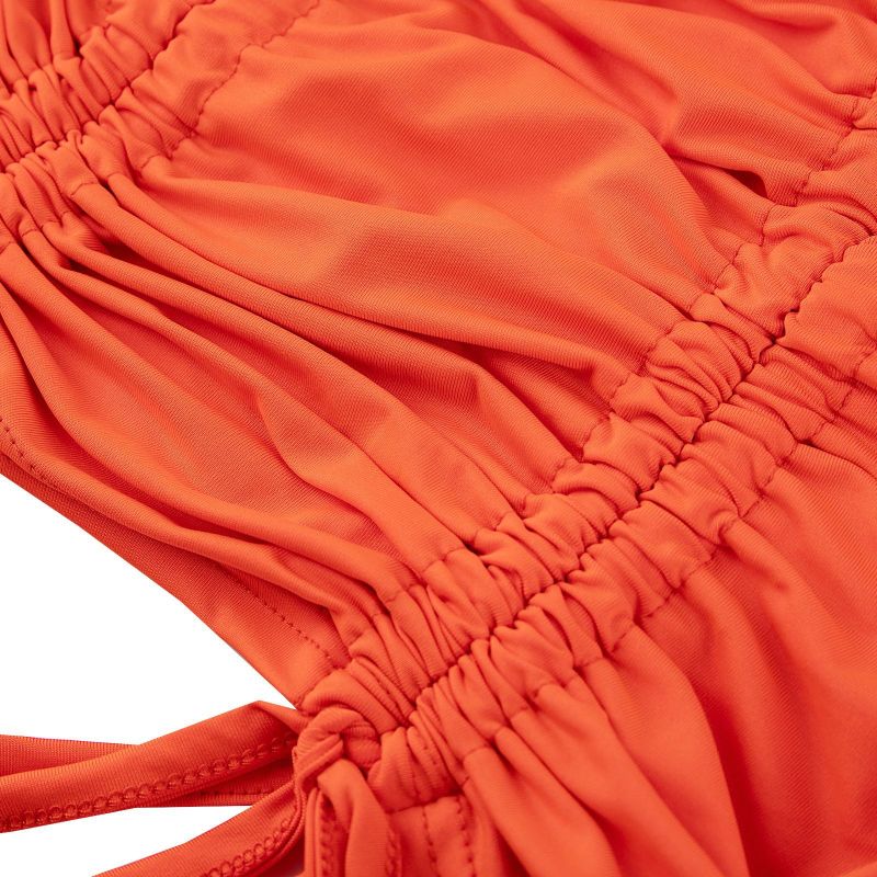 Drawstring on both sides of the tube top bag hip folds halter sexy dress SZ8131