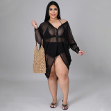 Sexy thin see-through shirt plus size long skirt ladies pajamas uniform temptation N7260