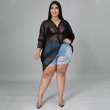 Sexy thin see-through shirt plus size long skirt ladies pajamas uniform temptation N7260