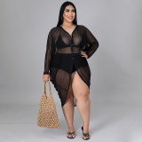 Sexy thin see-through shirt plus size long skirt ladies pajamas uniform temptation N7260