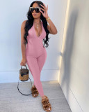 Hanging striped chest-wrapped strappy jumpsuit trousers L251