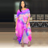 Women's color tie-dye fashion loose skirt multicolor dress Q7022
