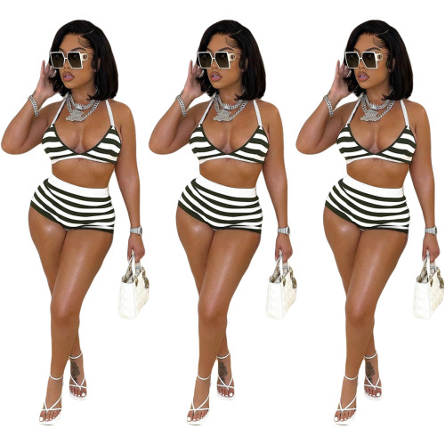 Ladies Swimsuit Two-piece Sexy Printed Striped Swimsuit Summer Beach Sexy Women YY5294