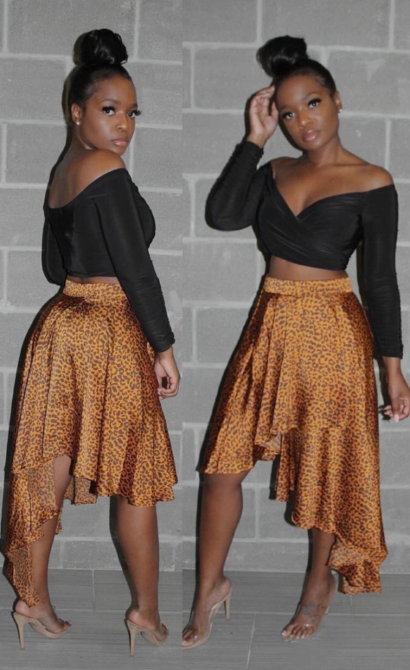 Irregular leopard print skirt LM8266