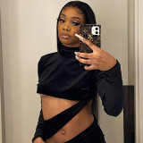 Women's 2021 autumn new suede irregular sexy high neck long sleeve nightclub bag hip skirt X21DS488