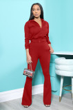 Fashion casual solid color flared pants suit DL88012