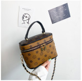 New retro cosmetic box bag old flower bucket bag handbag chain shoulder messenger bag lunch box bag Bags652349124861
