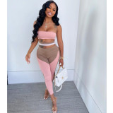 Women's sexy printed bandage, nude waist, tube top jumpsuit B9290