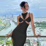 2021 autumn new women's sexy hollow retro suspender dress ins base skirt YJ21141