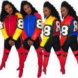 Women's Multicolor Colorblock Zip Lapel Jacket Jacket MN8330