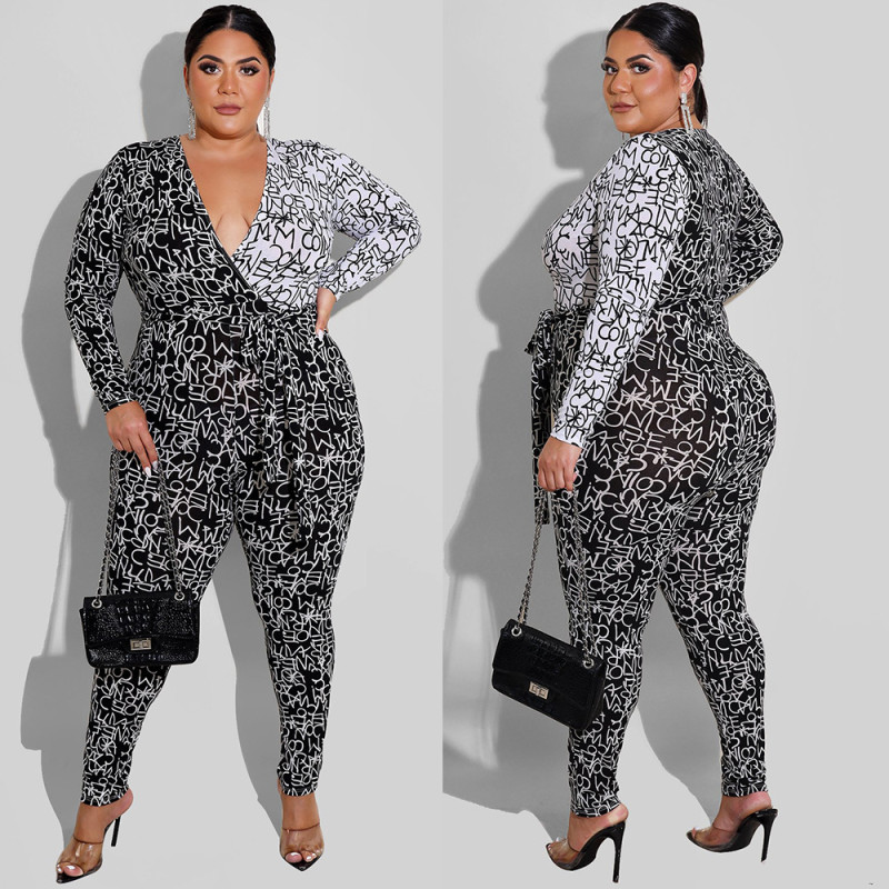 Sexy plus size women's clothing ins new fashion digital nightclub jumpsuit F282